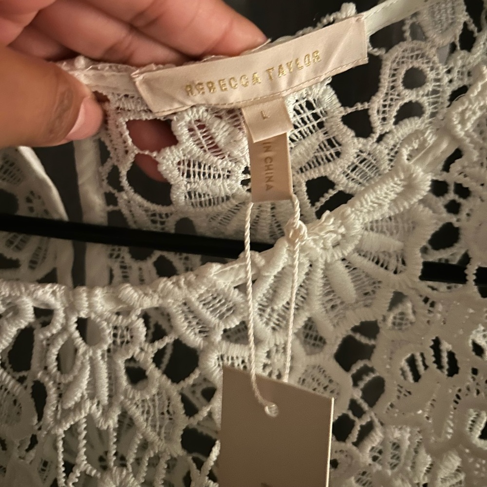 Rebecca Taylor White Crochet Lace Women Top - Picture 4 of 8
